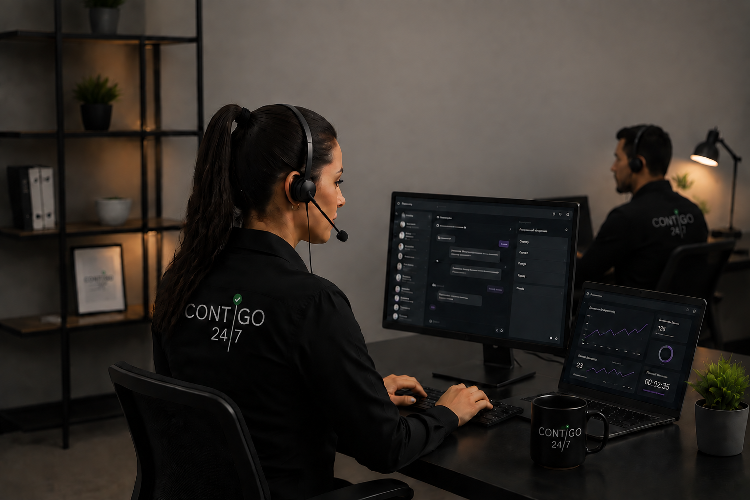 Agente de Contigo 24/7 trabajando